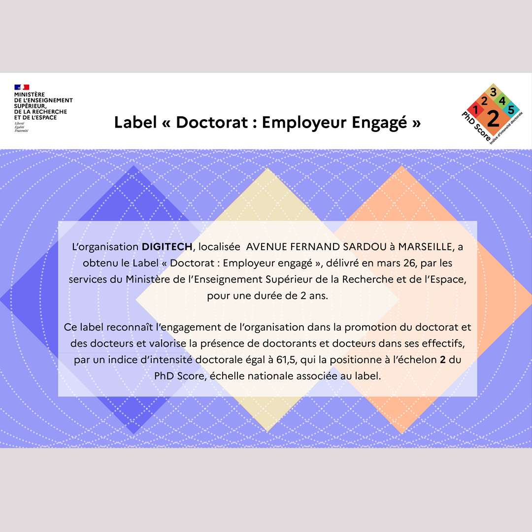 Digitech obtient le label « Doctorat : Employeur Engagé »